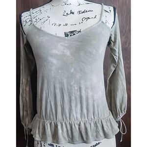 American Eagle XS Cold Shoulder V Neck Shirt Soft & Sexy Top Stretchy Tie Dye